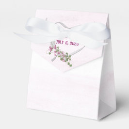 Weißes Band Herz mit rosa Blume Gefälligkeitsbox Geschenkschachtel