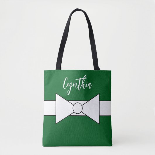 Weißes Band mit Grün: Weihnachten Tasche (Vorderseite)