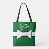 Weißes Band mit Grün: Weihnachten Tasche (Rückseite)