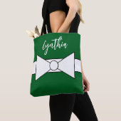 Weißes Band mit Grün: Weihnachten Tasche (Von Nahem)