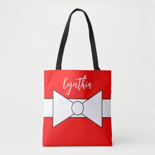 Weißes Band mit Rot: Weihnachten Tasche (Vorderseite)