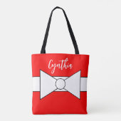 Weißes Band mit Rot: Weihnachten Tasche (Rückseite)