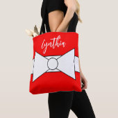 Weißes Band mit Rot: Weihnachten Tasche (Von Nahem)