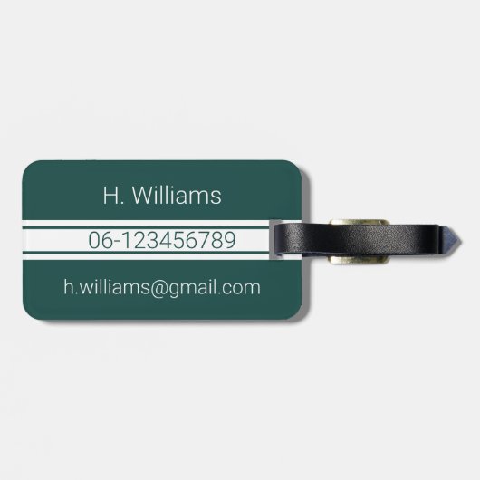 Weißes Band-Oval-Schild, grün Gepäckanhänger (Rückseite horizontal)