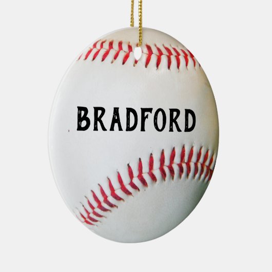 Weißes Baseball mit personalisiertem Namen oder Te Keramik Ornament (Rechts)