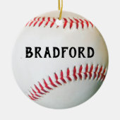 Weißes Baseball mit personalisiertem Namen oder Te Keramik Ornament (Vorne)