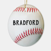 Weißes Baseball mit personalisiertem Namen oder Te Keramik Ornament (Links)