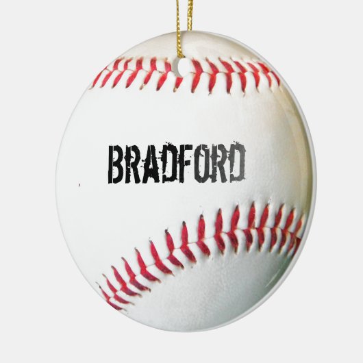 Weißes Baseball mit personalisiertem Namen oder Te Keramikornament (Links)