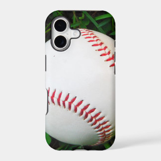 Weißes Baseball mit rotem Stich