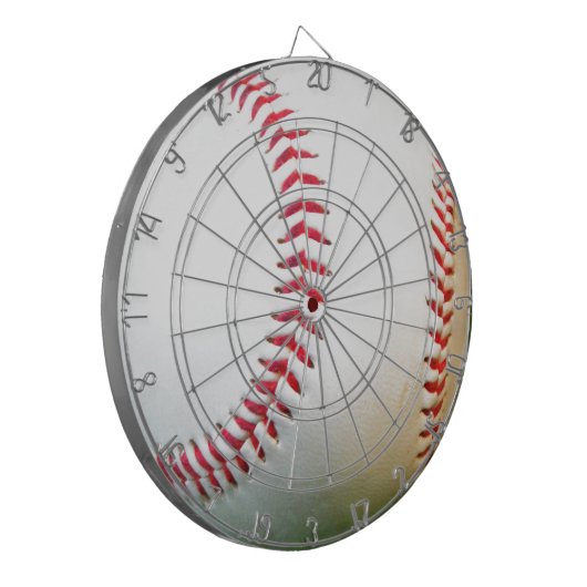 Weißes Baseball mit rotem Stich Dartscheibe (Vorderseite Links)