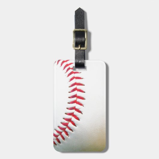 Weißes Baseball mit rotem Stich Gepäckanhänger (Vorderseite vertikal)