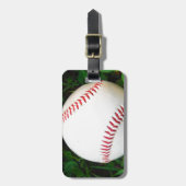 Weißes Baseball mit rotem Stich Gepäckanhänger (Vorderseite vertikal)
