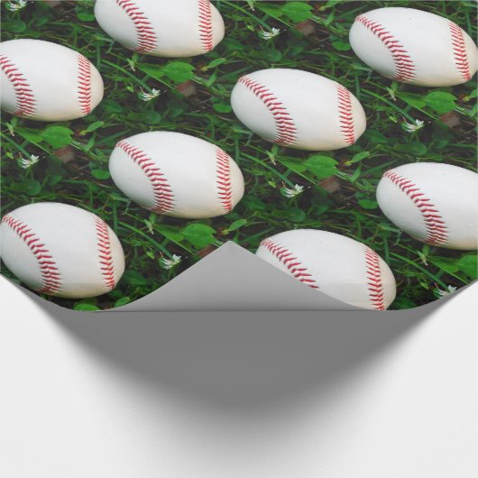 Weißes Baseball mit rotem Stich Geschenkpapier (Ecke)