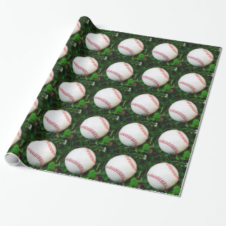 Weißes Baseball mit rotem Stich Geschenkpapier