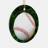 Weißes Baseball mit rotem Stich Keramik Ornament (Rechts)
