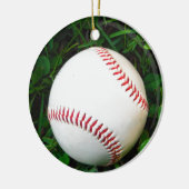 Weißes Baseball mit rotem Stich Keramik Ornament (Links)