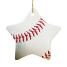 Weißes Baseball mit rotem Stich