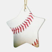 Weißes Baseball mit rotem Stich Keramik Ornament (Links)