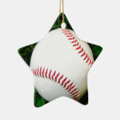 Weißes Baseball mit rotem Stich Keramik Ornament (Rechts)