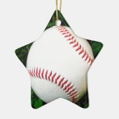 Weißes Baseball mit rotem Stich Keramik Ornament (Links)