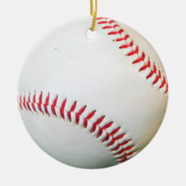 Weißes Baseball mit rotem Stich Keramik Ornament