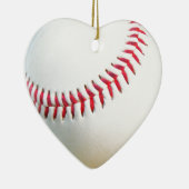 Weißes Baseball mit rotem Stich Keramik Ornament (Rechts)