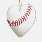 Weißes Baseball mit rotem Stich Keramik Ornament (Links)