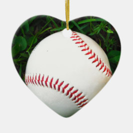 Weißes Baseball mit rotem Stich Keramikornament