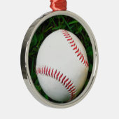 Weißes Baseball mit rotem Stich Ornament Aus Metall (Rechts)