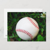 Weißes Baseball mit rotem Stich Postkarte (Vorne/Hinten)