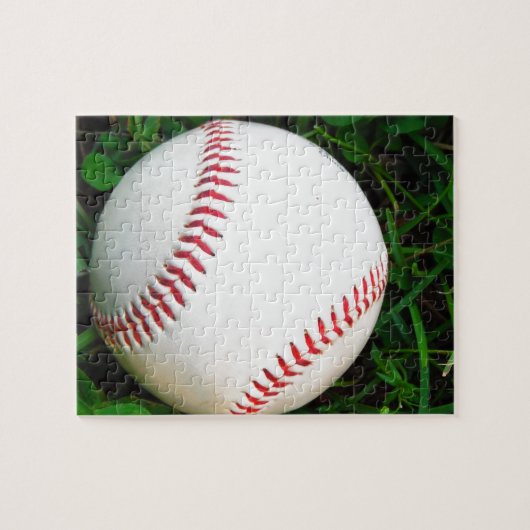 Weißes Baseball mit rotem Stich Puzzle (Horizontal)