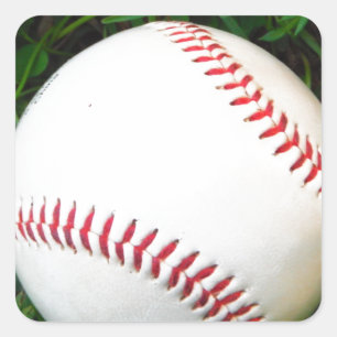 Weißes Baseball mit rotem Stich Quadratischer Aufkleber
