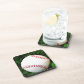 Weißes Baseball mit rotem Stich Untersetzer (Rechte Seite)