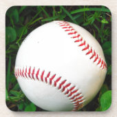 Weißes Baseball mit rotem Stich Untersetzer (Vorderseite)