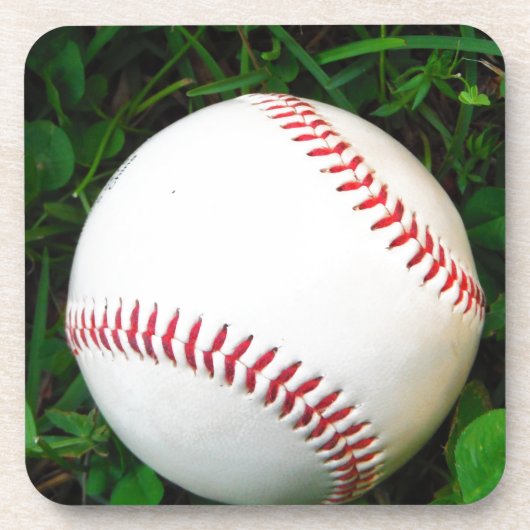 Weißes Baseball mit rotem Stich Untersetzer (Vorderseite)