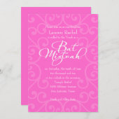 Weißes Bat Mitzvah mit einem beliebigen, rund gefo Einladung (Vorne/Hinten)