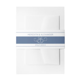 Weißes Bauchband mit blauen Akzenten Einladungsbanderole