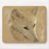 Weißes Bauholz-Wolf-Kreide-Zeichnen Mousepad (Vorne)