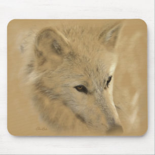 Weißes Bauholz-Wolf-Kreide-Zeichnen Mousepad