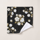 Weißes Baumwoll-Steg Watercolor-Muster Schwarz Badhandtuch Set (Waschlappen)