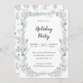Weißes Beerenrahmen-Feiertags-Party Einladung (Vorne/Hinten)