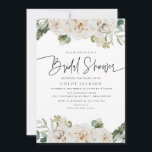 Weißes Beige Brautparty mit blühenden Wintergärten Einladung<br><div class="desc">White Beige Floral Winter Greenery Bridal Dusche Einladung Nachricht,  wenn Sie Anpassungen benötigen</div>