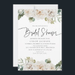 Weißes Beige Brautparty mit blühenden Wintergärten Einladung<br><div class="desc">White Beige Floral Winter Greenery Bridal Dusche Einladung Nachricht, wenn Sie Anpassungen benötigen</div>