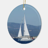 Weißes Beneteau Sloop Keramik Ornament (Links)