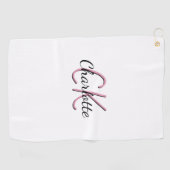 Weißes, benutzerdefiniertes Monogramm Name Rosa Sk Golfhandtuch (Horizontal)
