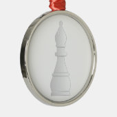 Weißes Bischofsschachstück Silbernes Ornament (Rechts)