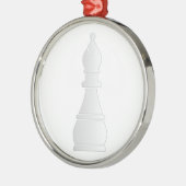 Weißes Bischofsschachstück Silbernes Ornament (Links)
