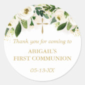 Weißes Bläsergoldkreuz Religiös Runder Aufkleber (Vorderseite)