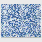 Weißes Blatt auf blauem Papier Geschenkpapier (Flach)