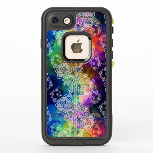 Weißes Blatt auf dem Rainbow-Gewebe (Rückseite)